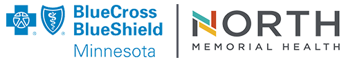 Logos for Blue Cross Blue Shield Minnesota and North Memorial Health