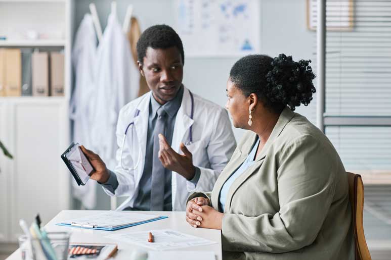 Provider and patient discussing care options