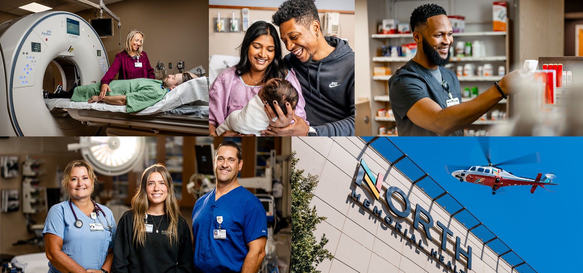 North Memorial Health team member, patient, and ambulance services collage
