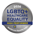 2026 LGBTQ+ Healthcare Equality High Performer Logo. Healthcare Equality Index.